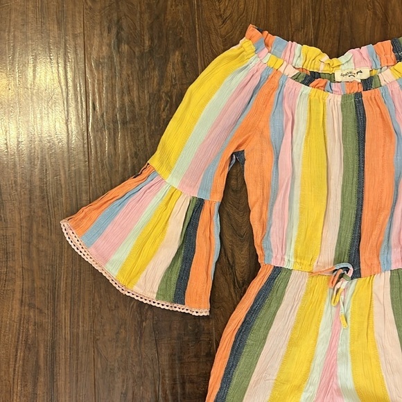 Angie Girl's Colorful Striped Lightweight Romper, Sz. S. - Picture 3 of 7